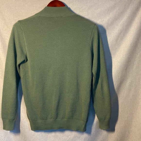 GIORGIO DI MARE BIRDSEYE KNIT FULL ZIP SWEATER // SAGE GREEN. Size S - Picture 5 of 10